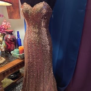 Faviana Couture Gold Sequin Gown sz 4
